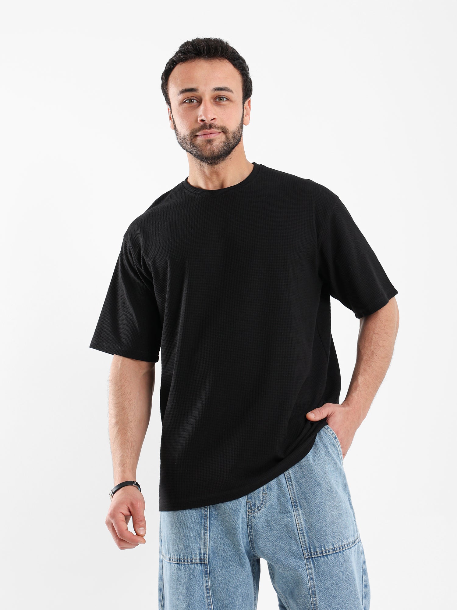 Waffle Knit Oversized T Shirt