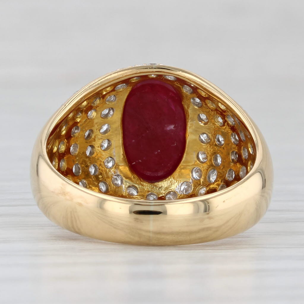Ruby Cabochon 0.60ctw Diamond Ring 18k Yellow Gold Size 6.75