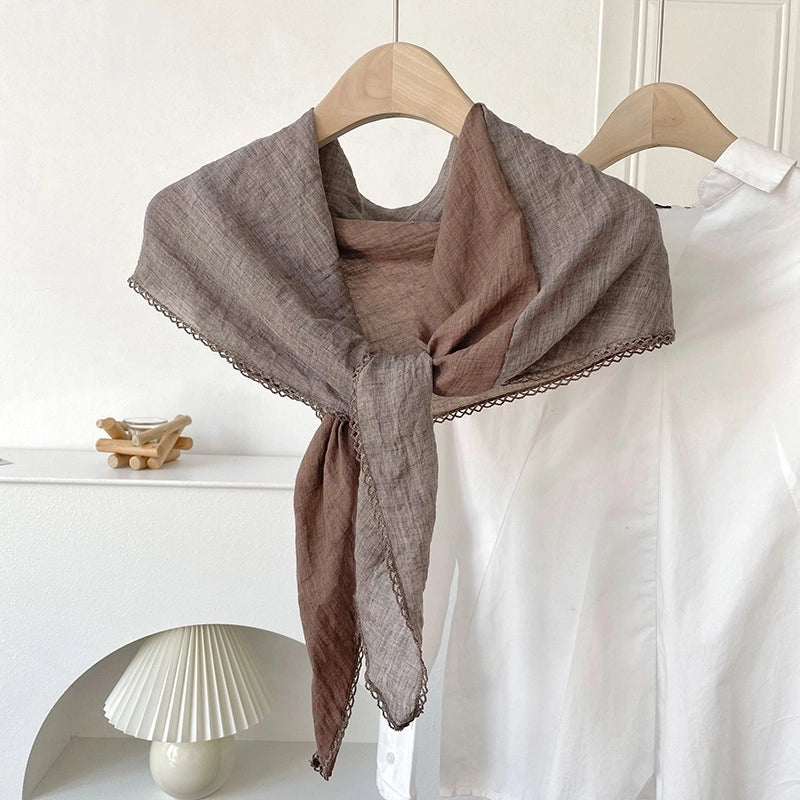 Women's Minimalist Color Block Cotton And Linen Scarf