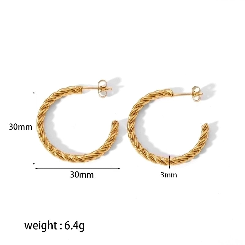 1 Pair Minimalist Circle Plating 304 Stainless Steel Hoop Earrings
