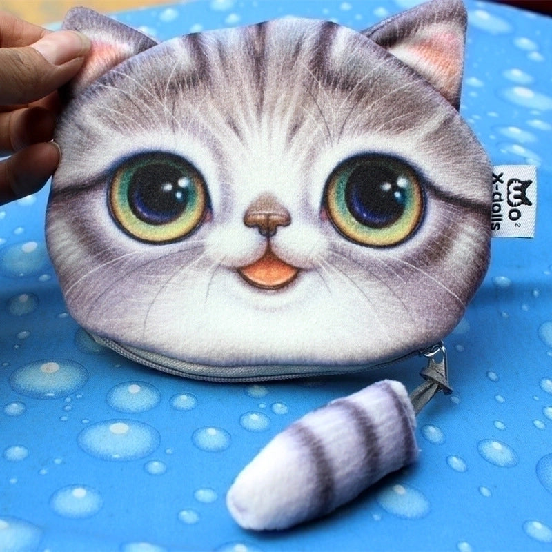 Women's Cat Plush Zipper Coin Purses