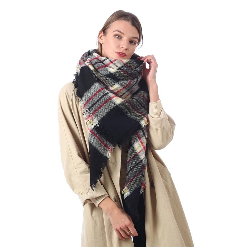 Autumn And Winter Plaid Square Extensive Warm Cashmere Scarf Women's Scarf