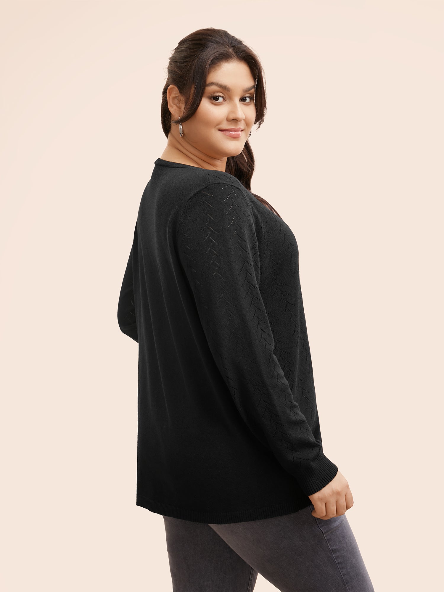 Texture V Neck Lightweight Pullover