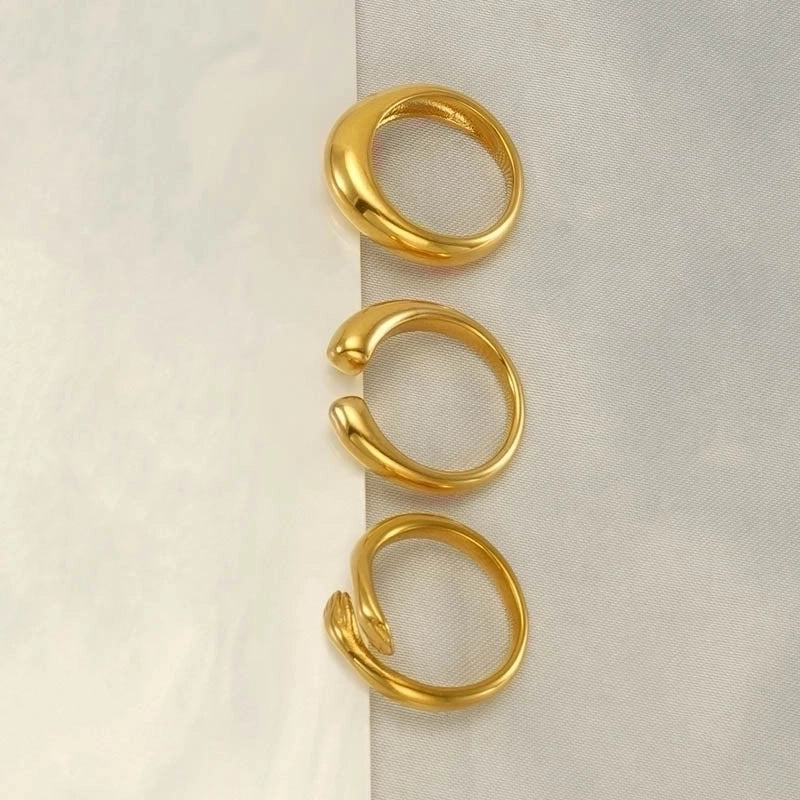 304 Stainless Steel 18K Gold Plated IG Style Plating Geometric Titanium Steel Open Ring