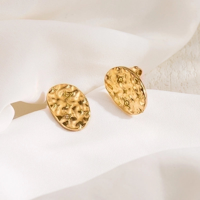 1 Pair Casual Heart Shape Solid Color Plating Stainless Steel 14k Gold Plated Ear Studs