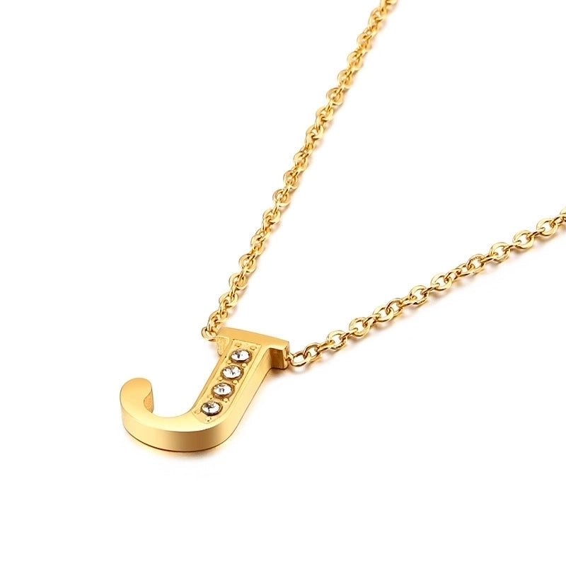 Letter Titanium Steel 18K Gold Plated Necklace