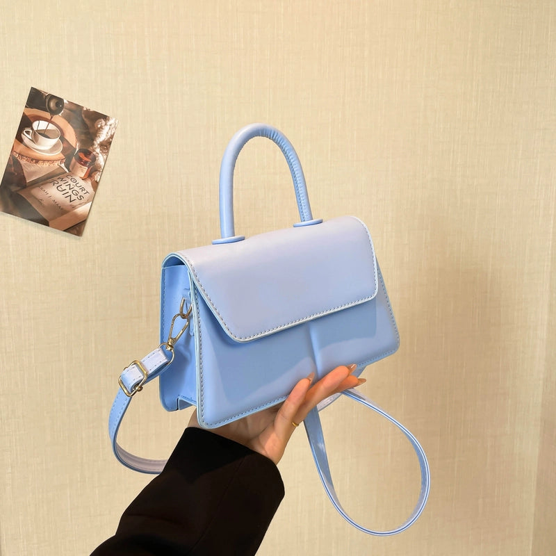Women's Medium Pu Leather Solid Color Basic Classic Style Square Flip Cover Crossbody Bag
