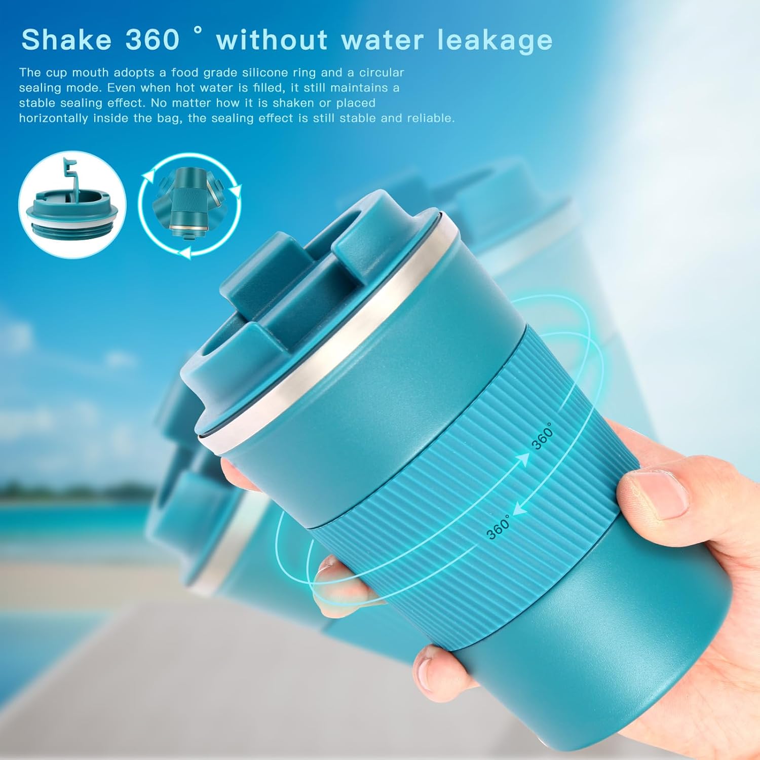 Senshuomy Travel Mug, Insulated Coffee Cup with Leakproof Lid, Reusable Coffee Cups Travel Cup, Stainless Steel thermaol Mug for Hot Cold Drinks (Green 380ml)