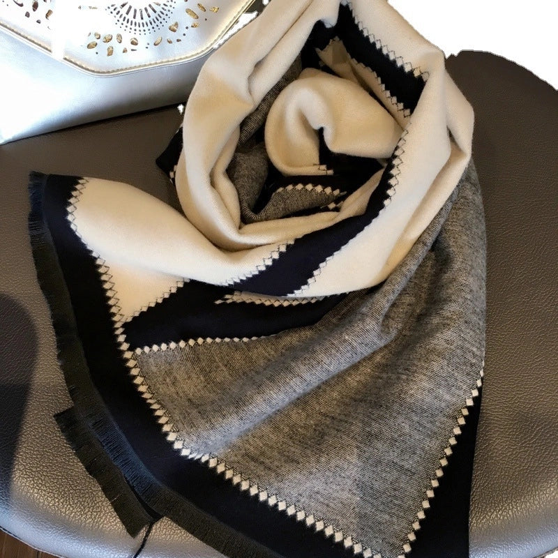 Scarf Women's Autumn And Winter Shawl Thickened Warm Neck Double-sided Extra Large Office Dual-use Long New