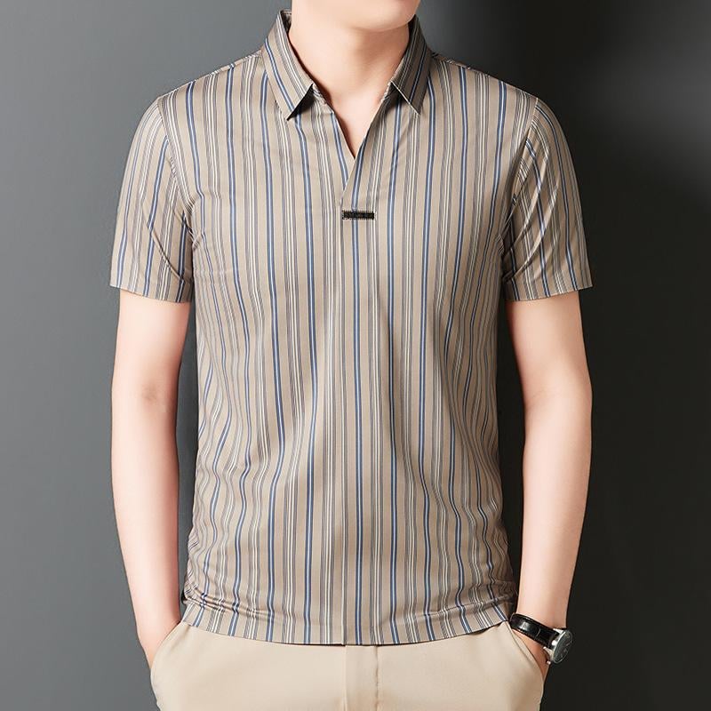 Men's Summer Striped Short Sleeve Shirt(49% OFF)