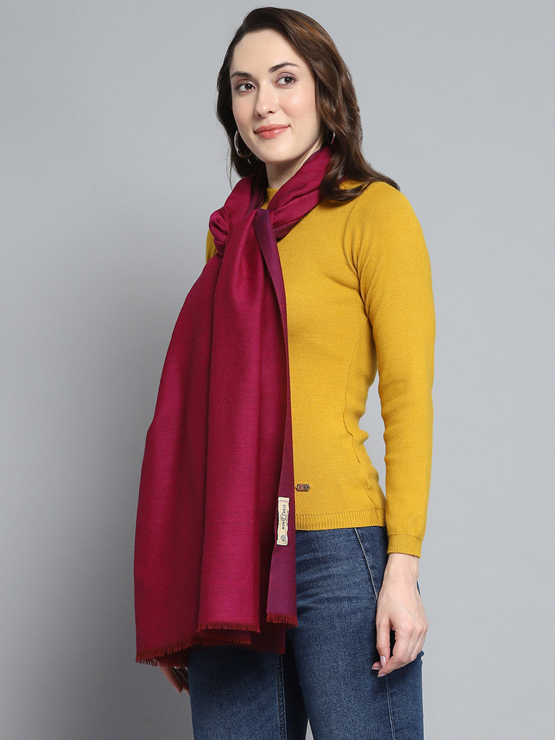 Women Maroon Self Design Stole