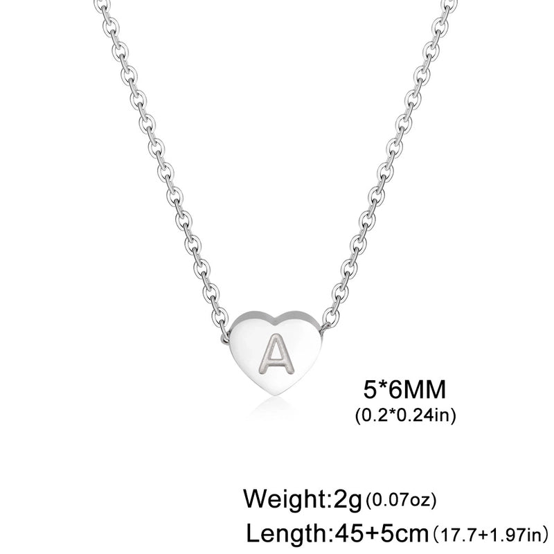 Stainless Steel Titanium Steel Minimalist Letter Heart Shape Plating Pendant Necklace