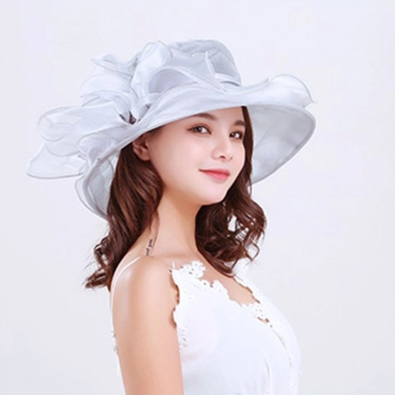 Sun Hat Women's Sun Hat Sun Protection UV Protection Spring And Summer Cool Hat Gauze Hat Beach Hat Organza Bow