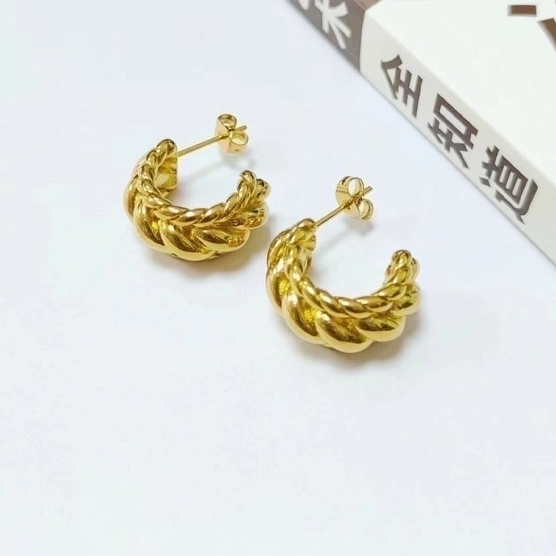 1 Pair Minimalist C Shape Plating Titanium Steel Ear Studs