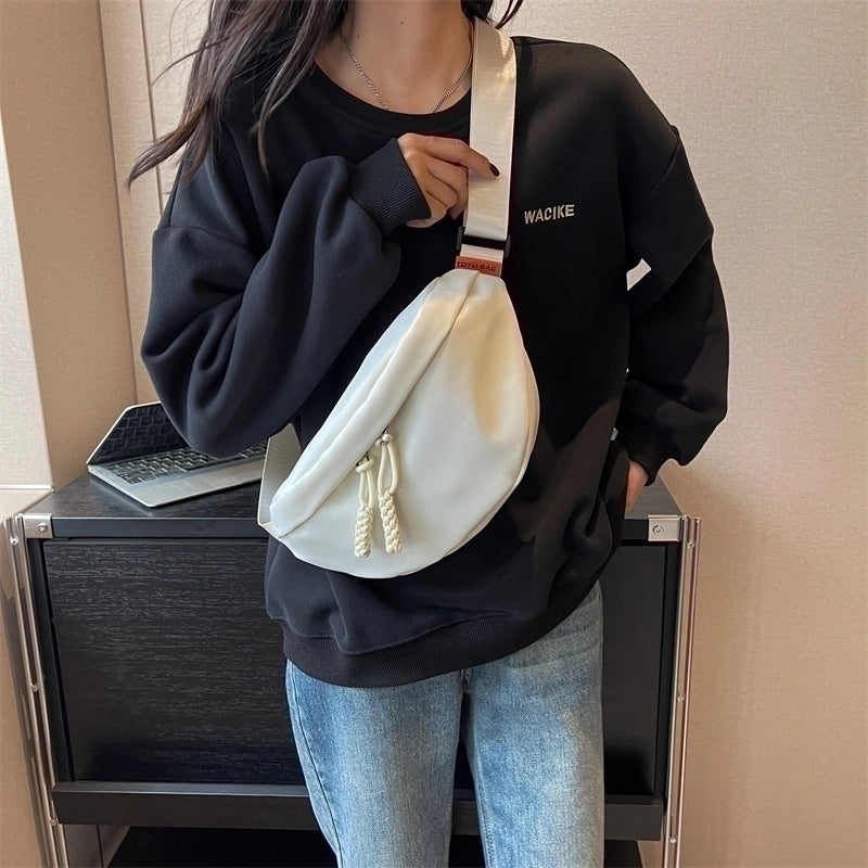 Women's Basic Solid Color Nylon Waist Bags