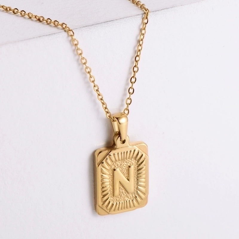 304 Stainless Steel 18K Gold Plated Minimalist Plating Letter No Inlaid Pendant Necklace