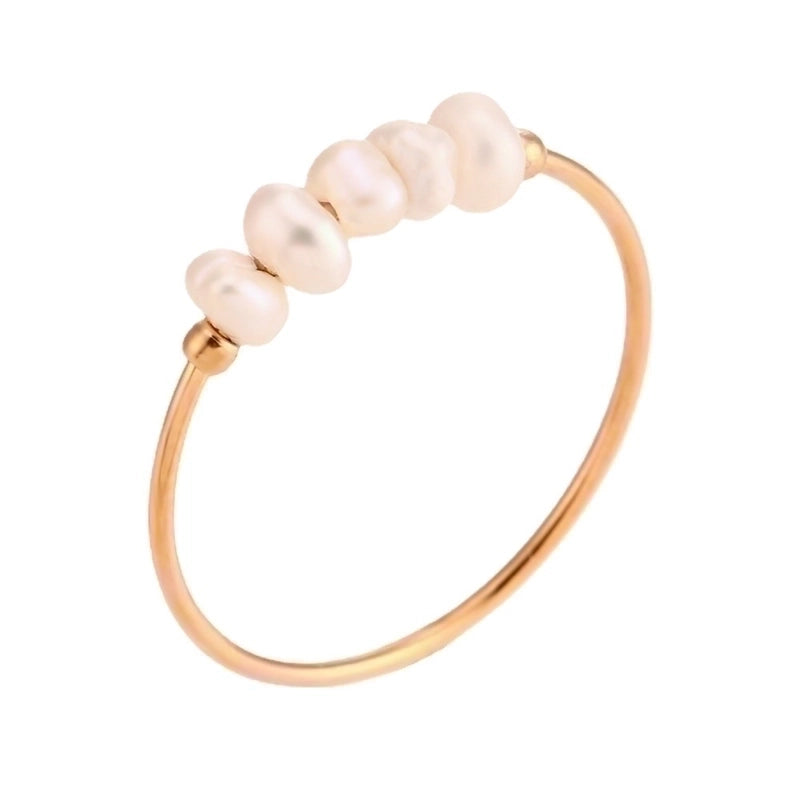 Elegant Minimalist Geometric Stainless Steel Pearl Rings 1 Piece