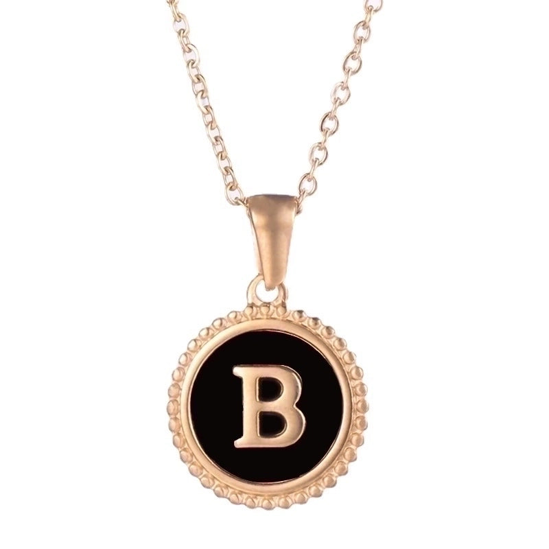 Fashion Round Letter 304 Stainless Steel 18K Gold Plated Enamel Gold Plated Pendant Necklace