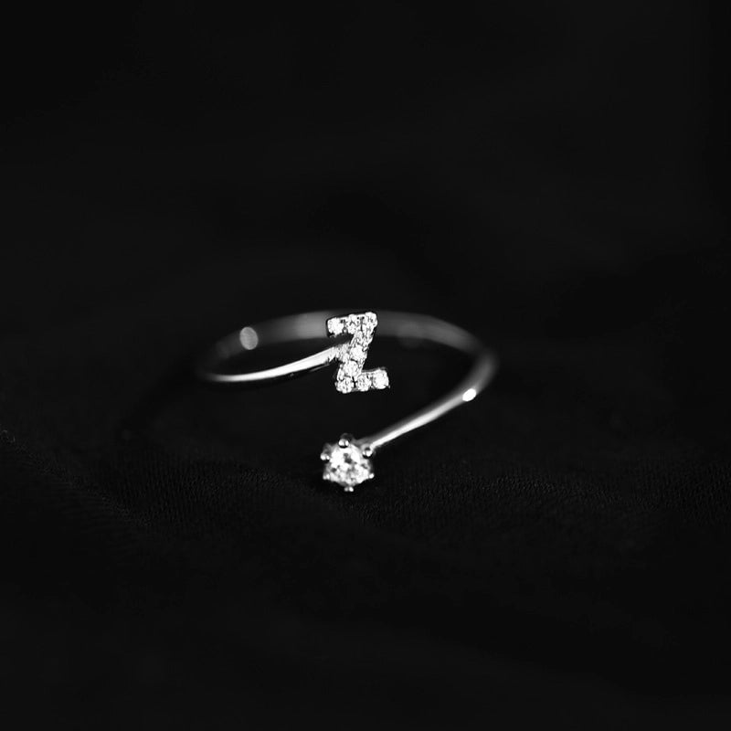 Ig Style Minimalist Letter Copper Plating Inlay Zircon Open Ring