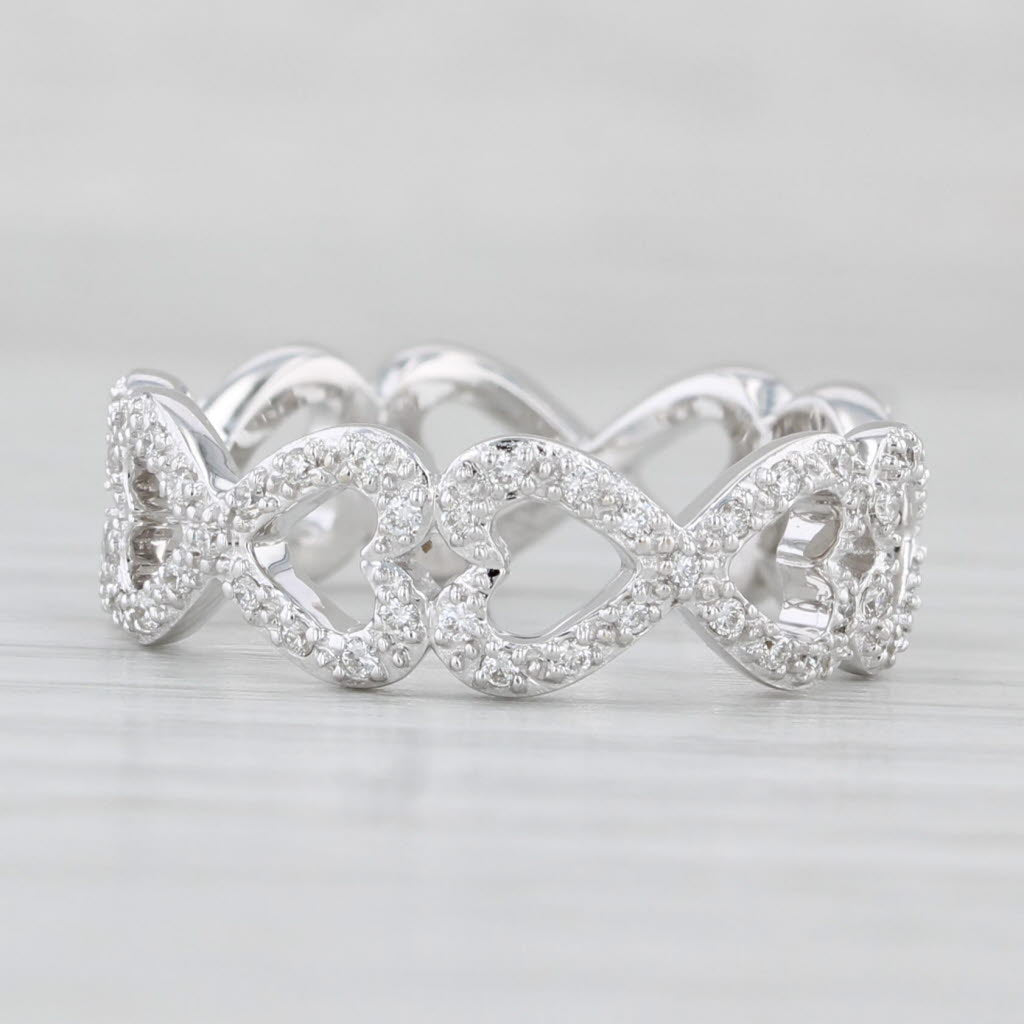New 0.40ctw Diamond Infinity Hearts Eternity Ring 18k White Gold Size 6 Spark