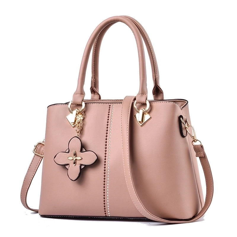 Women's Large Pu Leather Solid Color Fashion Ornament Square Zipper Crossbody Bag