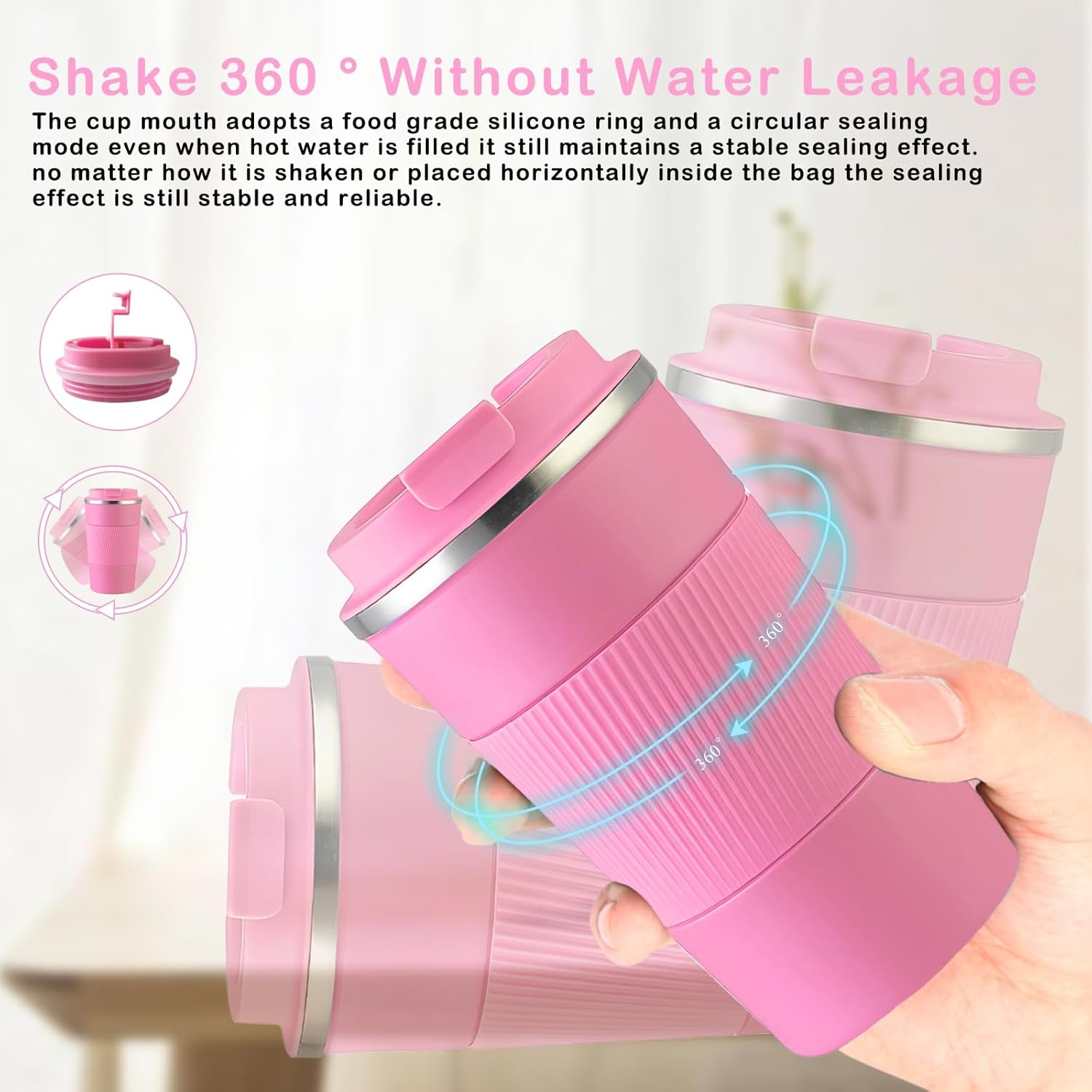 Senshuomy Travel Mug, Insulated Coffee Cup with Leakproof Lid, Reusable Coffee Cups Travel Cup, Stainless Steel thermaol Mug for Hot Cold Drinks (Green 380ml)