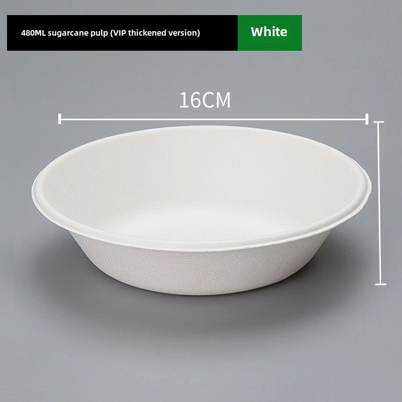 Disposable Paper Bowl Tableware Set Paper Bowl Commercial Household Bowl Degradable Whole Box Disposable Round Bowl