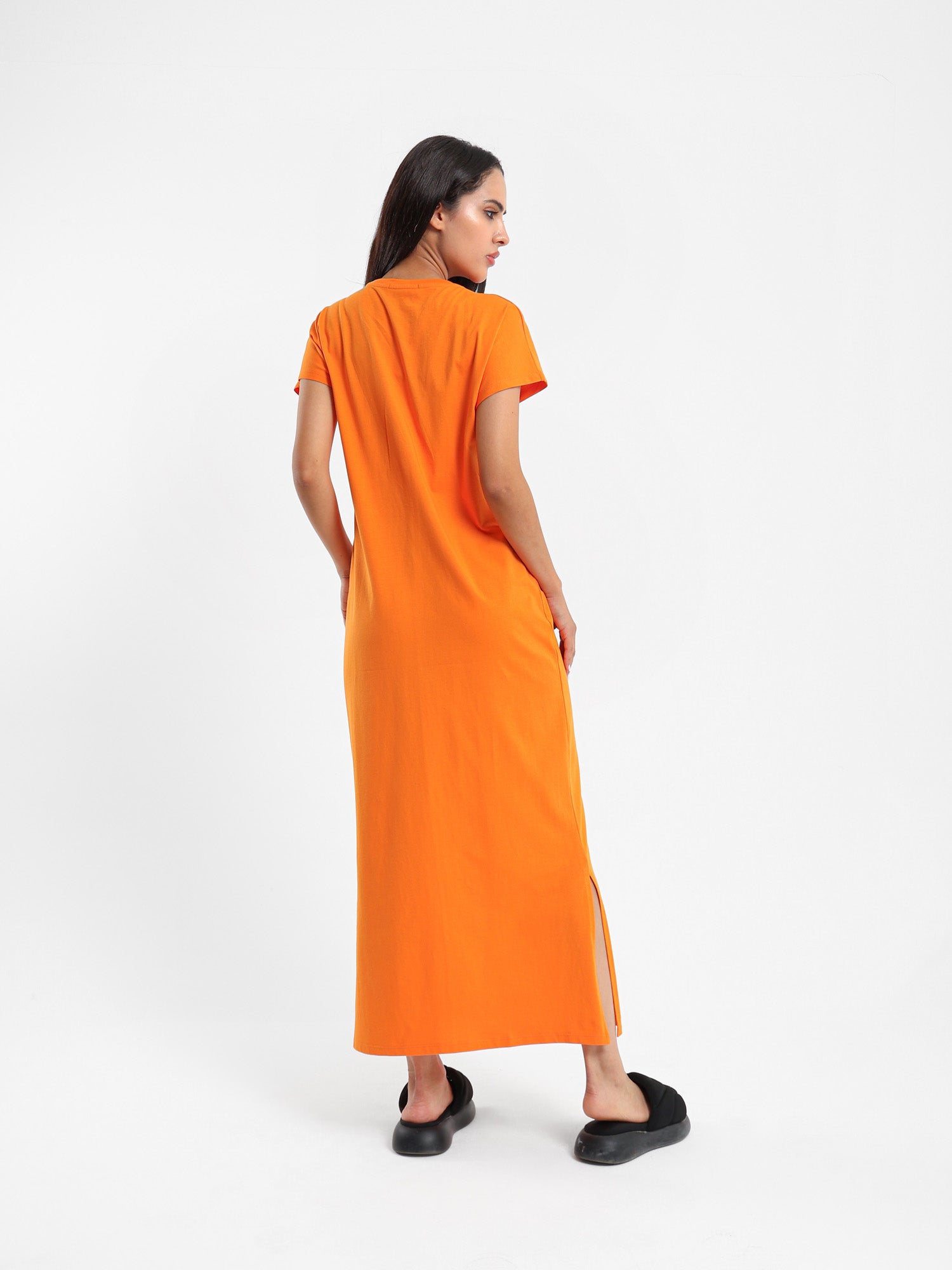 Knotted Front Long T-Shirt Dress