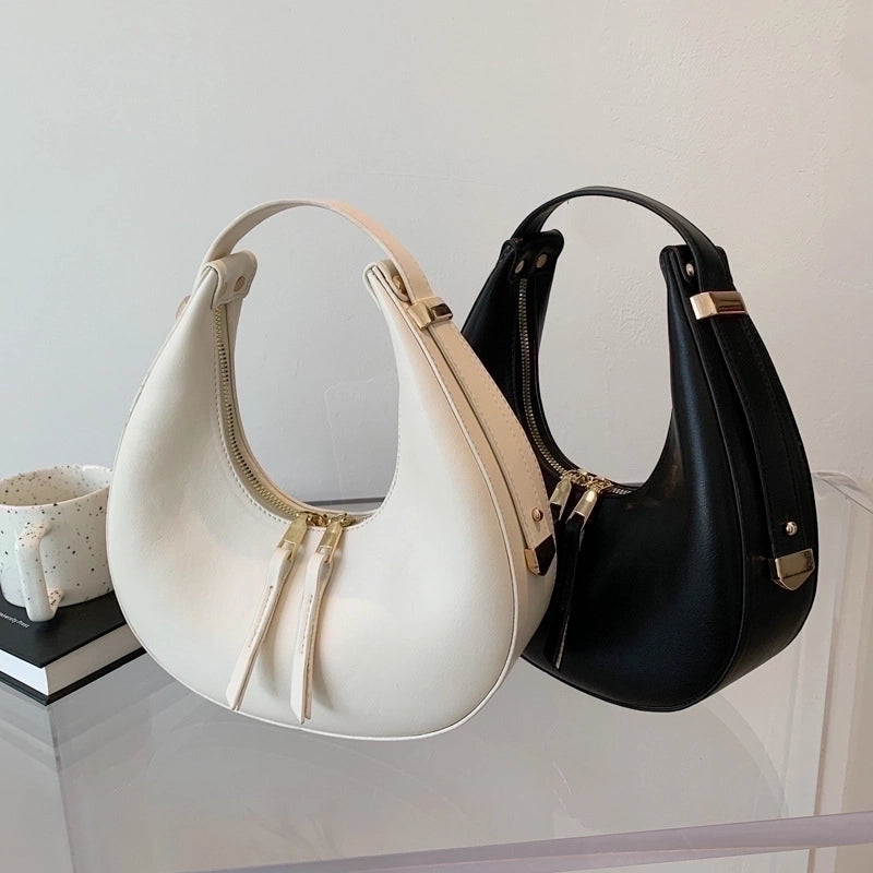 Women's Medium All Seasons Pu Leather Solid Color Streetwear Zipper Handbag