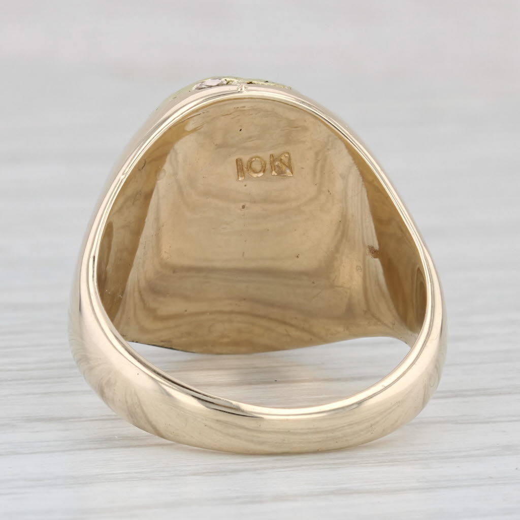 Vintage 0.22ct Diamond Solitaire Gold Nugget Ring 10k 18k Yellow Gold Size 9.25