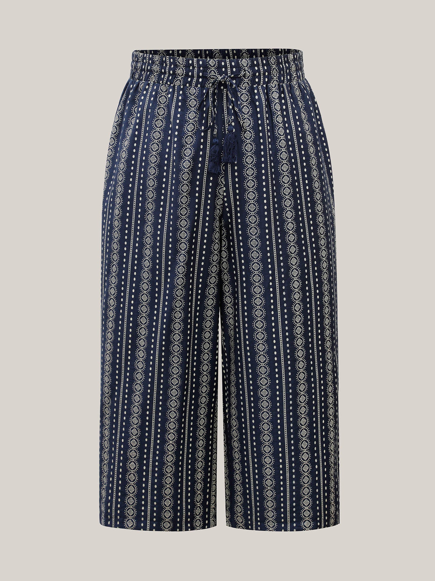 Boho Stripe Tassel Wide-Leg Pants