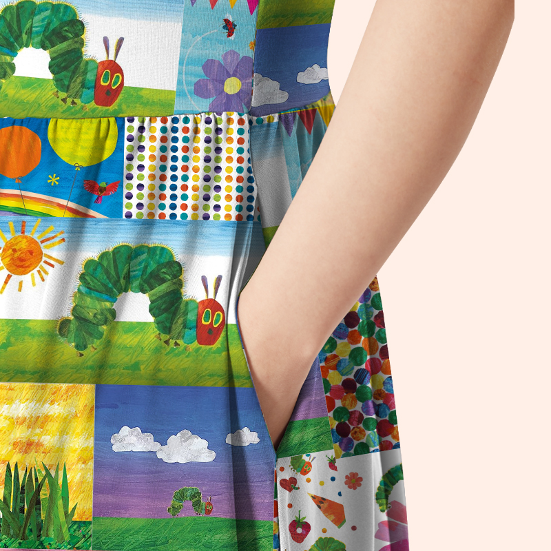 Garden Trip With Caterpillars Teacher Printed One Piece Dress