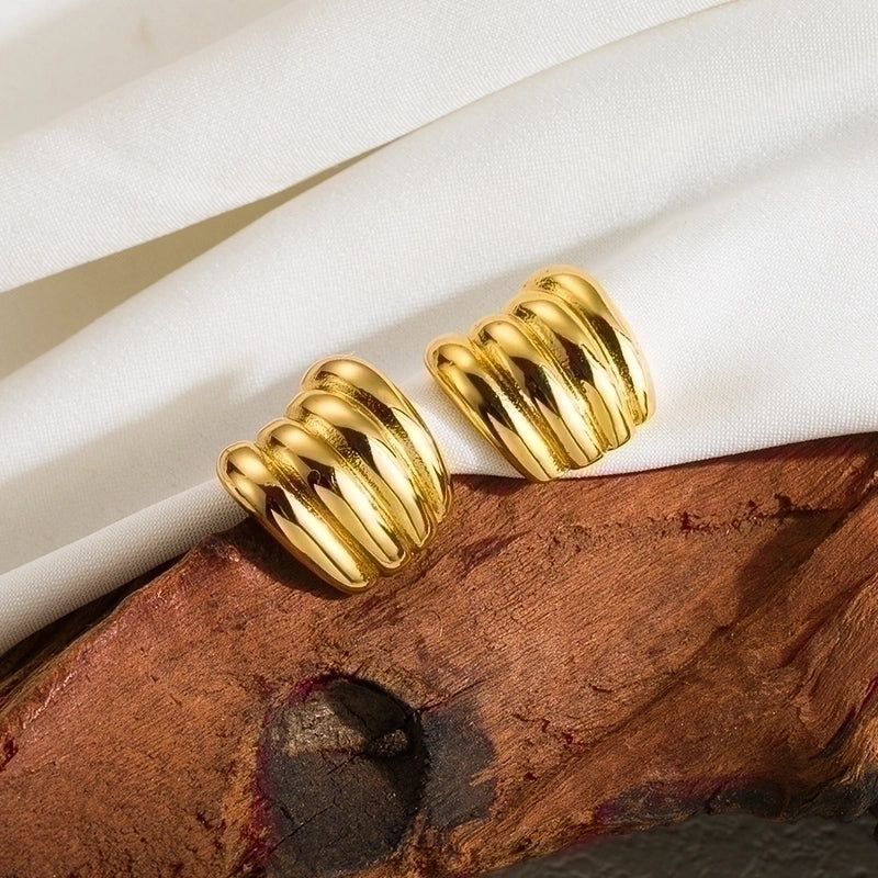 1 Pair Casual Basic Streetwear Solid Color Plating 304 Stainless Steel 18K Gold Plated Stainless Steel Earrings