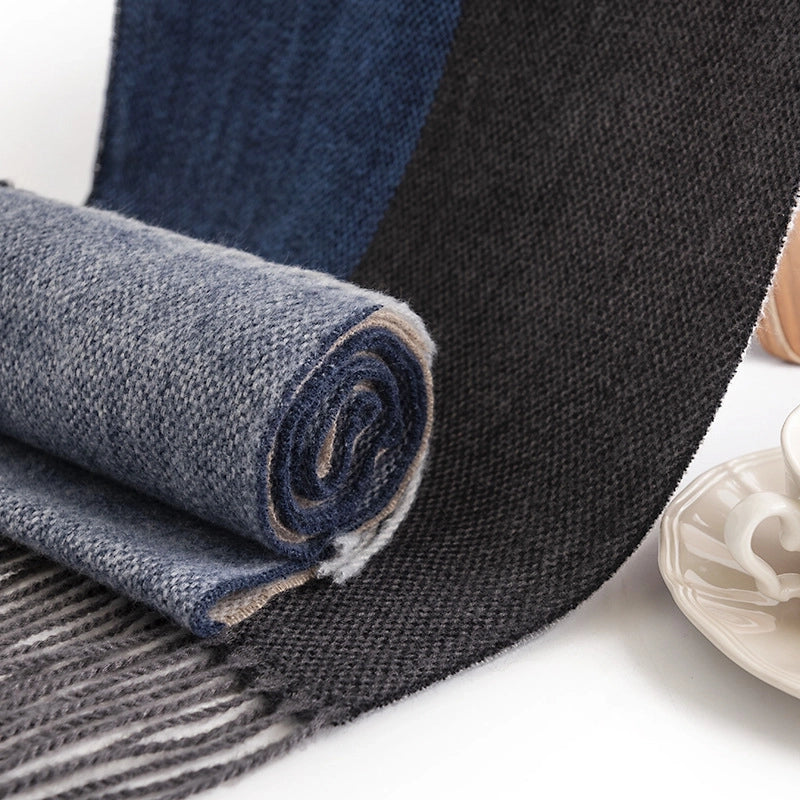Plaid Color Matching Men's Cashmere Scarf Winter Fashion Commuter Neck Protection Scarf High-grade Warm Lengthened Shawl