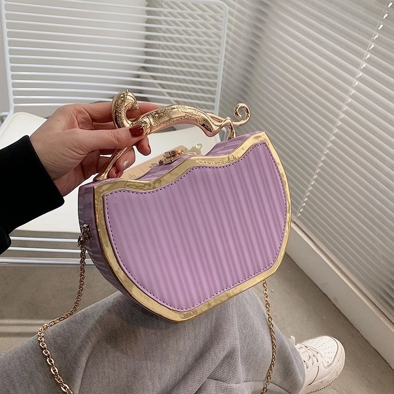 Women's Medium Pu Leather Animal Solid Color Streetwear Lock Clasp Handbag Crossbody Bag