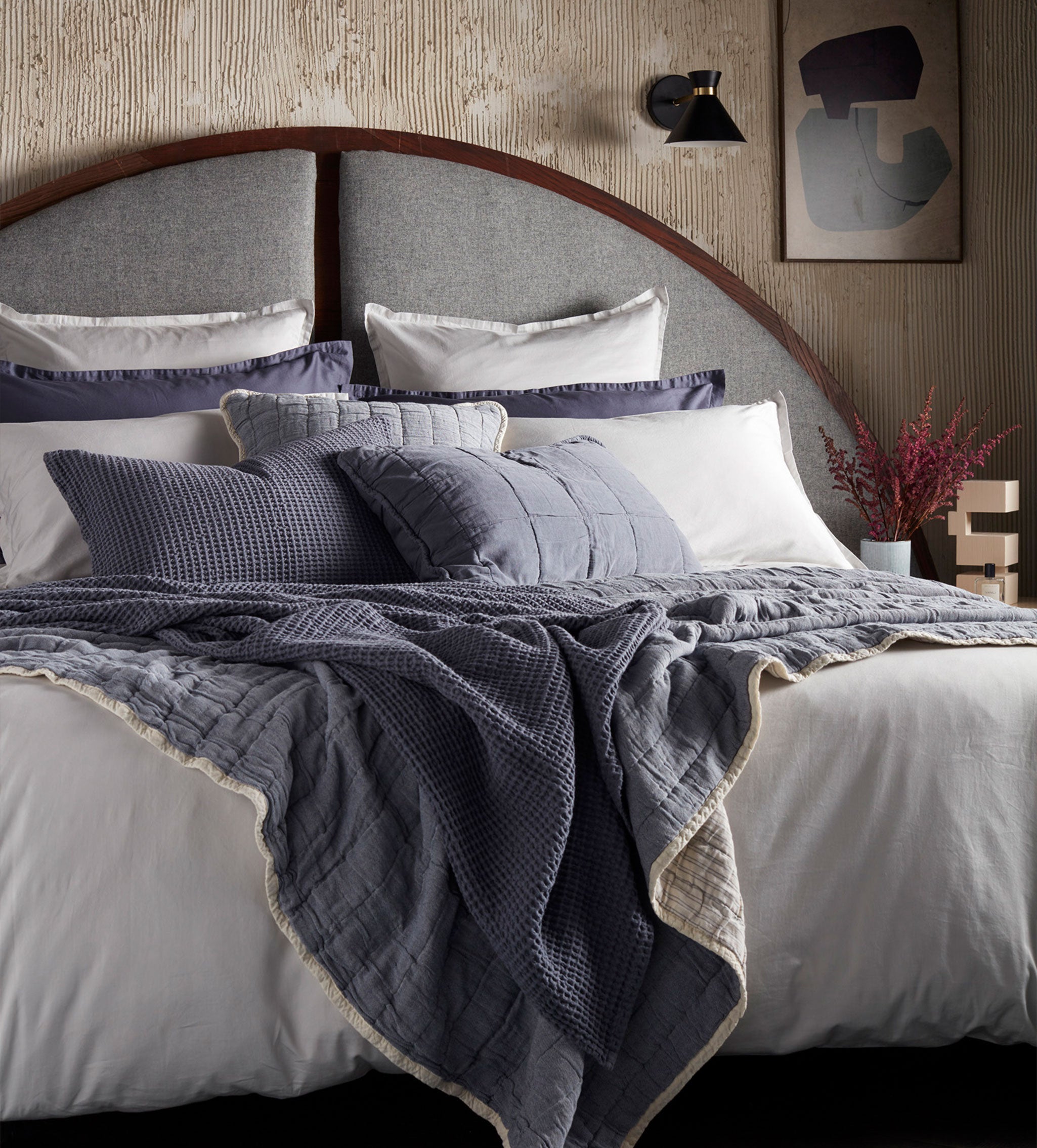 Blue Vivienne 100% Cotton Quilted Throw