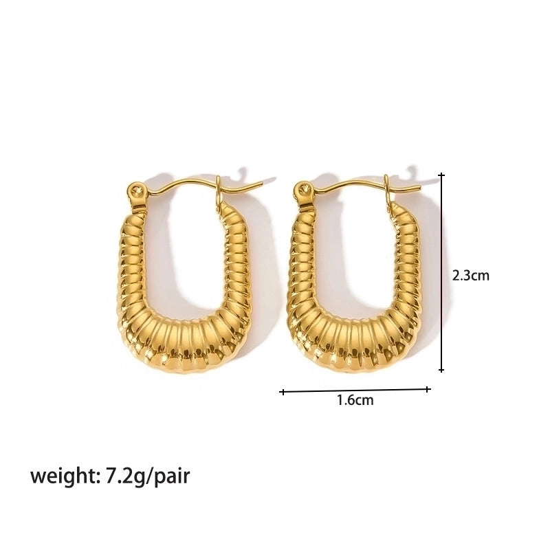 1 Pair Modern Style Round Heart Shape 304 Stainless Steel 18K Gold Plated Hoop Earrings