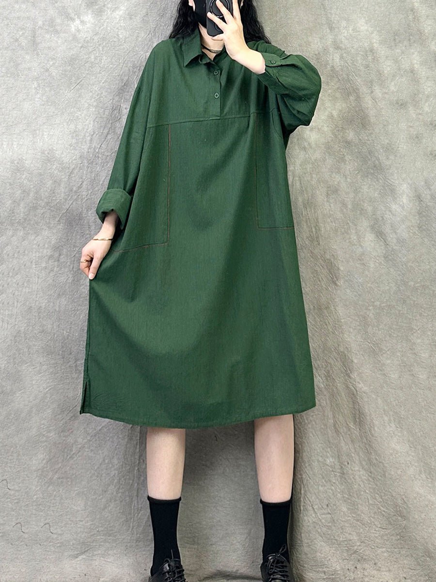 Women Spring Casual Pure Color Loose Dress