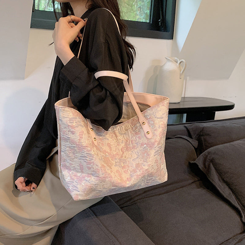 Embroidered Polyester Summer Commuter Tote Bag