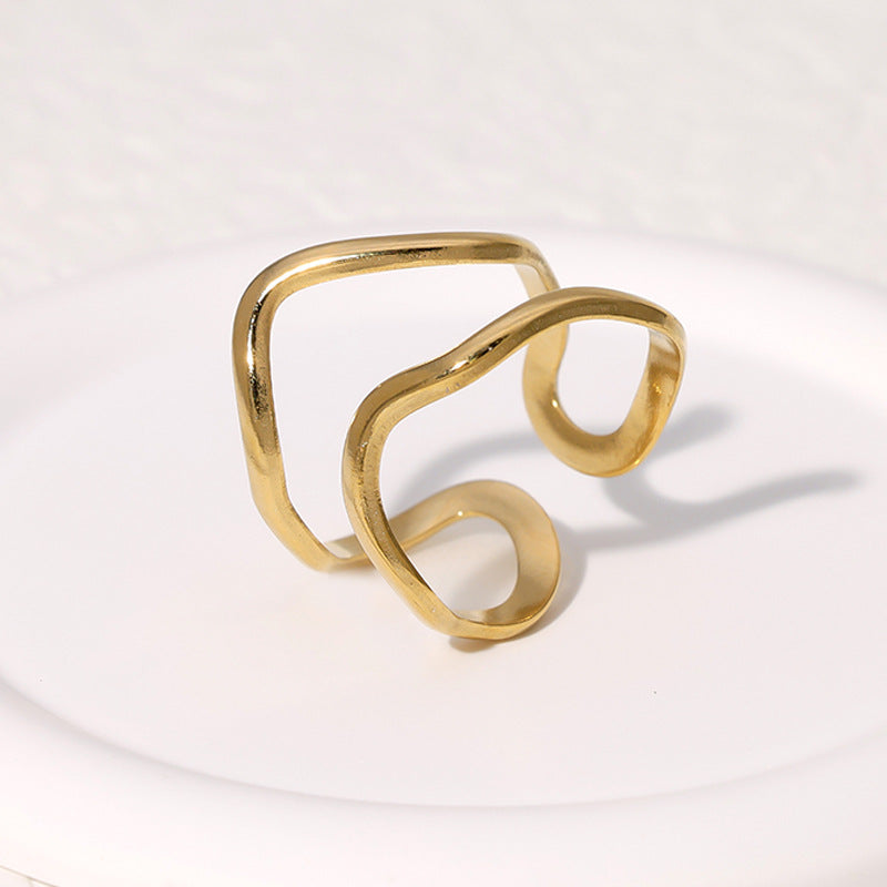 Open Ring Minimalist Stripe Geometric Stainless Steel Electroplating Rings