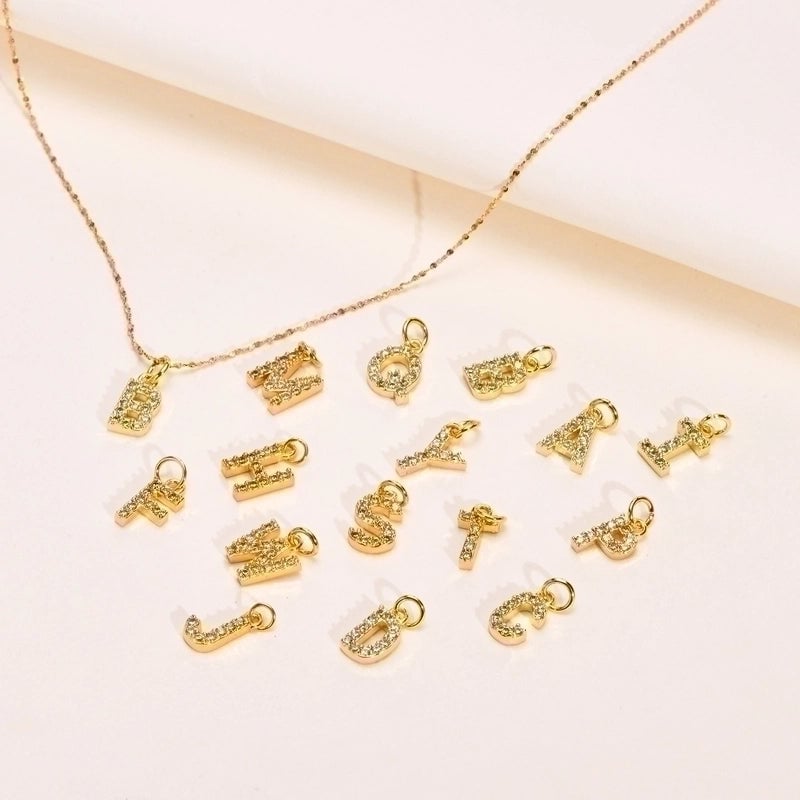Minimalist Letter 201 Stainless Steel Copper Inlay Artificial Diamond Pendant Necklace