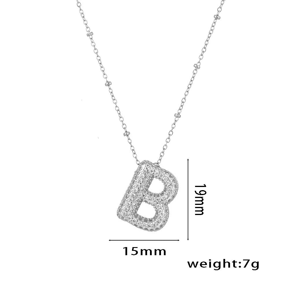 New Micro-Inlaid Zircon 26 Letter Pendant Necklace Copper Plated 18K Gold Fashionable And Classic
