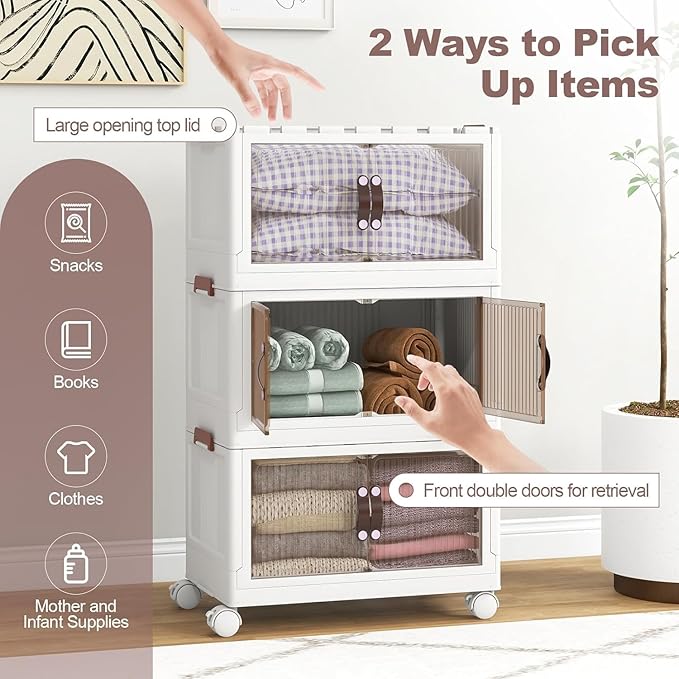 Foldable Storage Container 3 Layer. Stackable Storage Box