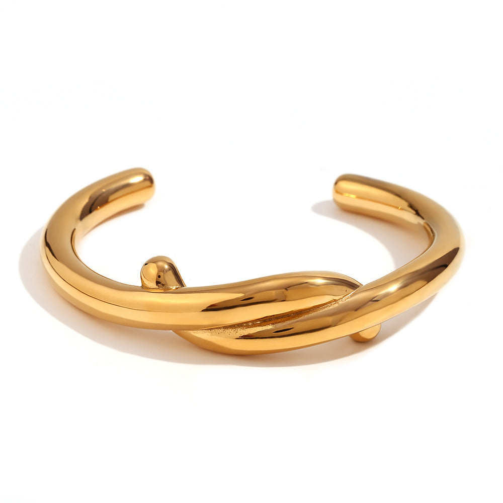 5 Pieces Minimalist Circle Stainless Steel 18K Gold Plated Bangles