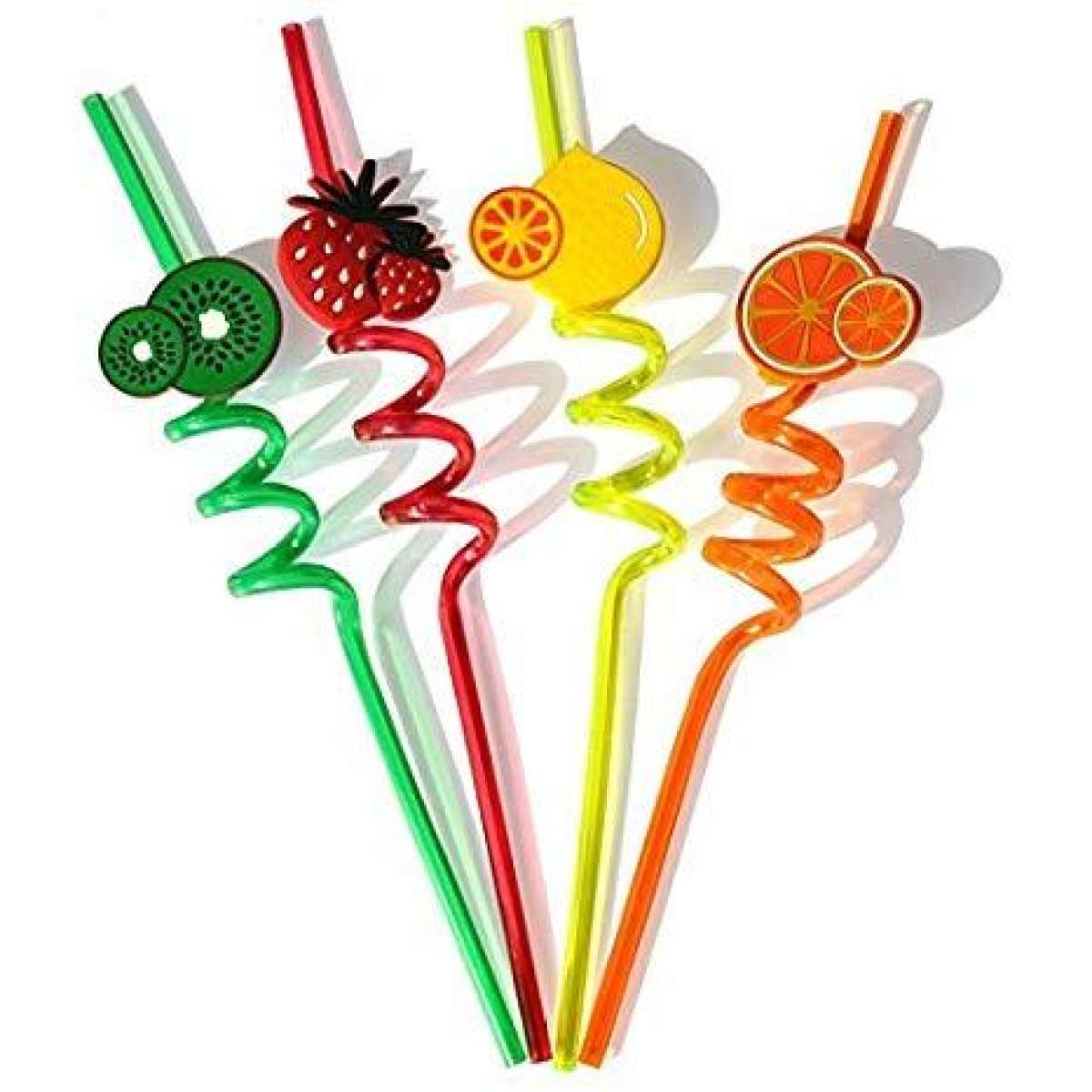 Reusable Fruit Shape Drinking Straw Pack Of 4