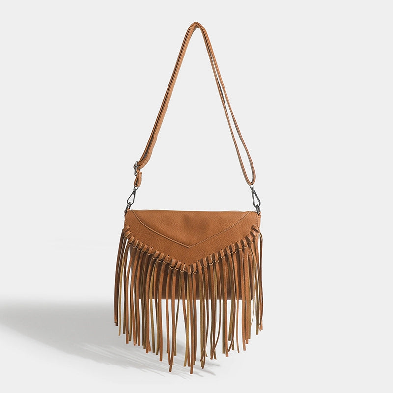 Women's Medium Pu Leather Solid Color Vacation Ethnic Style Square Flip Cover Crossbody Bag