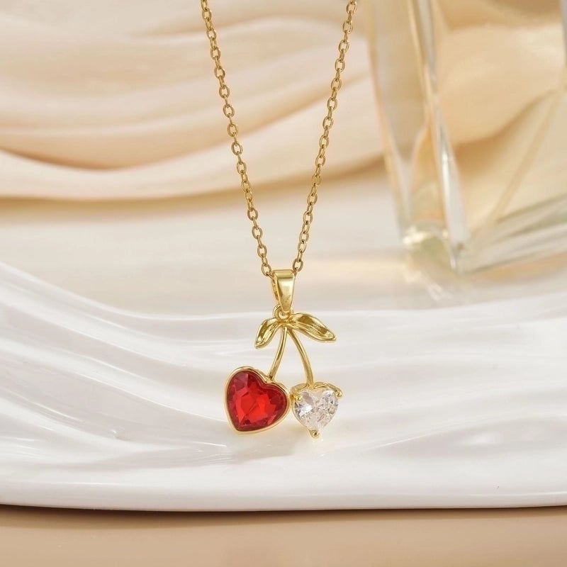 Minimalist Cherry Titanium Steel Plating Pendant Necklace