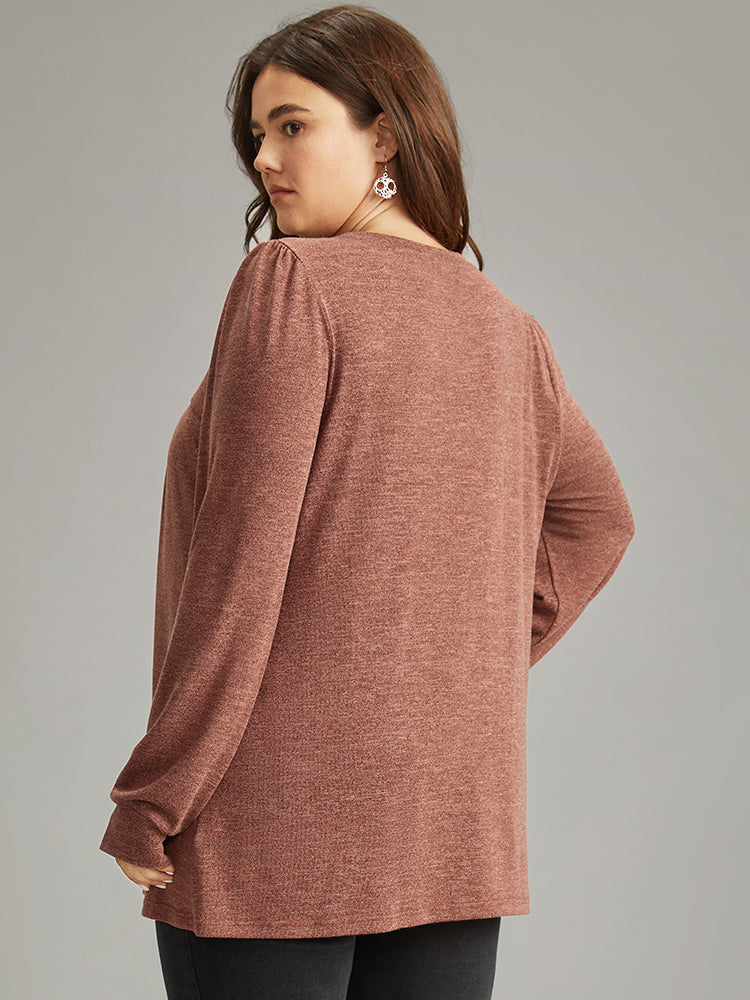 Plain Heather Plicated Detail T-shirt