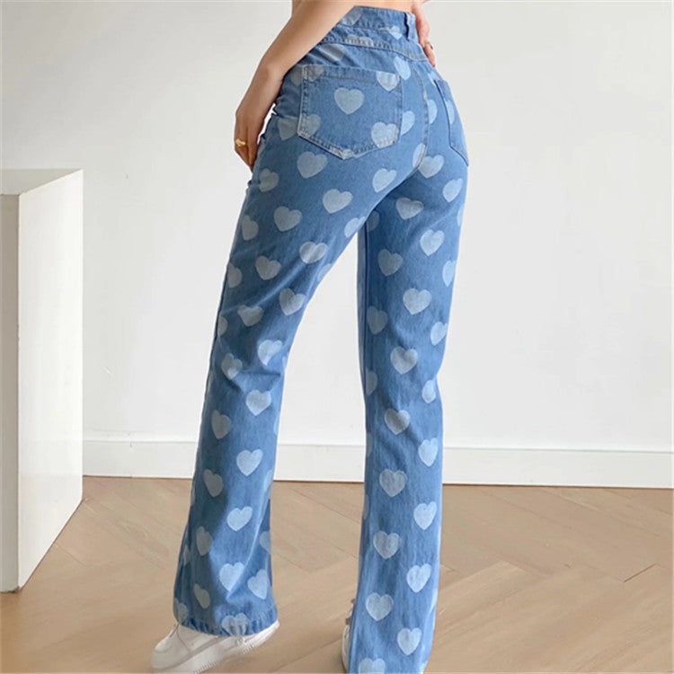 vintage heart print trousers  KF82797