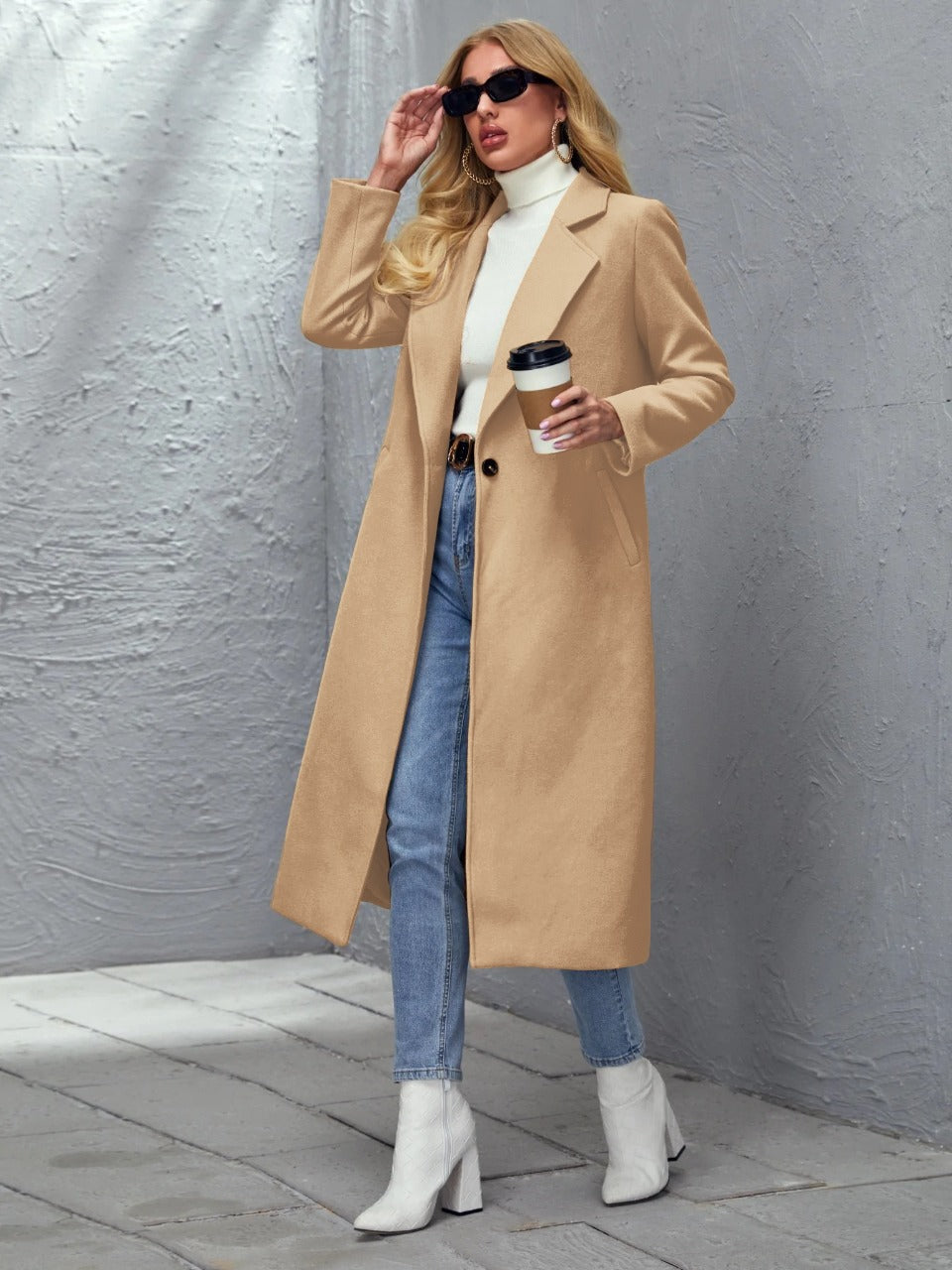 Notched Collar Single Button Overcoat (CLEARANCE SALE